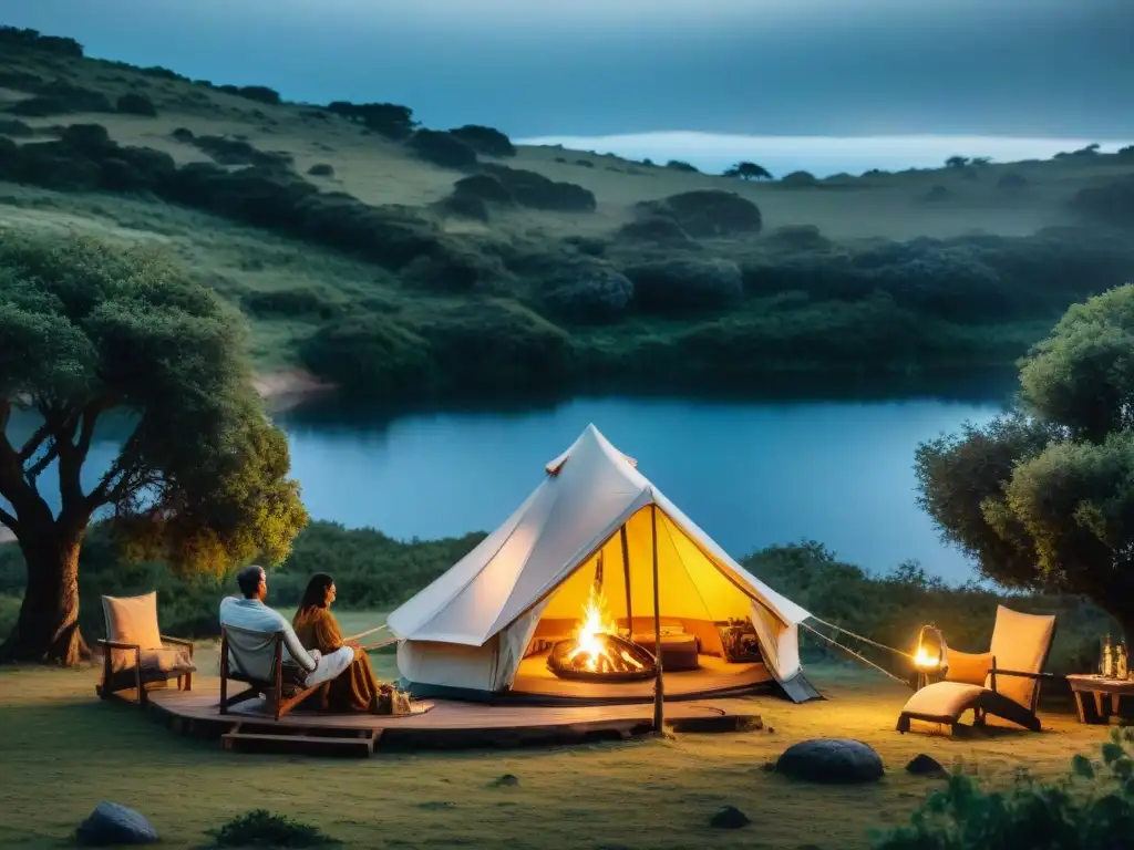 ¡'Camping de lujo en Uruguay: Experiencia exclusiva en la naturaleza'! Acogedor camping exclusivo en Uruguay con tienda lujosa, diseño moderno y naturaleza exuberante