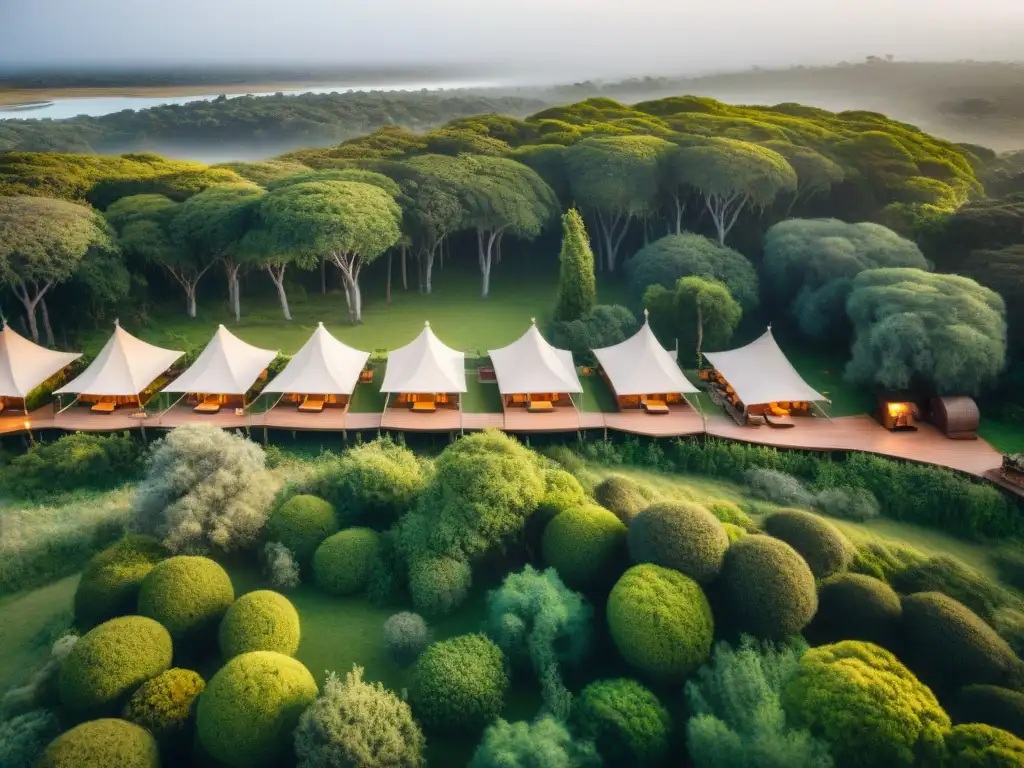 Glamping de lujo entre naturaleza exuberante en Uruguay Acogedor glamping entre vegetación exuberante y río sereno en Uruguay