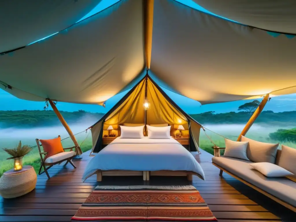 Glamping de lujo en Uruguay: naturaleza y confort Acogedora tienda de glamping en Uruguay entre la exuberante naturaleza, tendencia turismo