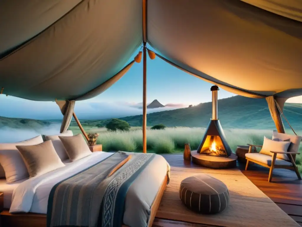 Glamping de lujo en paisaje uruguayo: tienda acogedora bajo las estrellas Acogedora tienda de glamping en paisaje uruguayo, Consejos glamping camping Uruguay