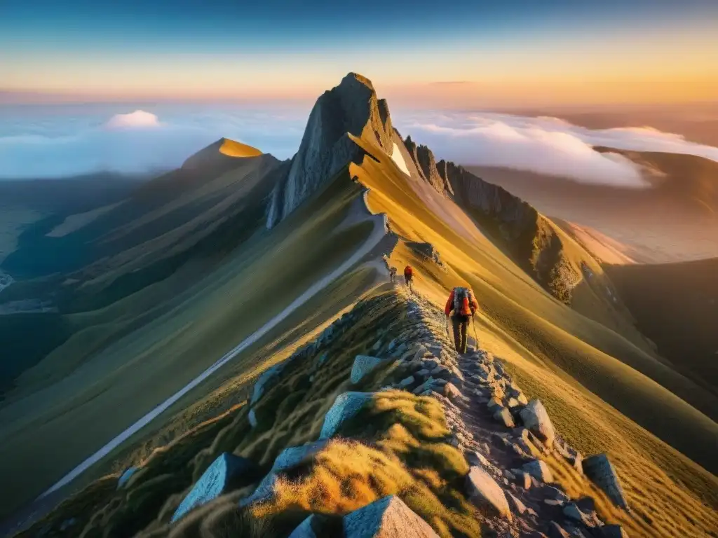 Conquistando el Pan de Azúcar al atardecer: perseverancia y triunfo Ascenso épico al Pan de Azúcar en Uruguay: alpinistas conquistan la cima al atardecer