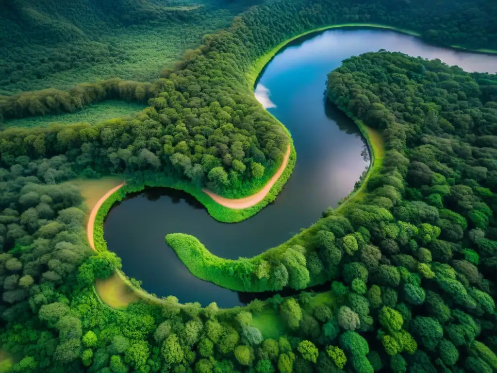 Exploración y aventura en Río Negro: kayaks y senderismo Aventura en Uruguay: kayakistas y senderistas en Río Negro rodeado de exuberante naturaleza