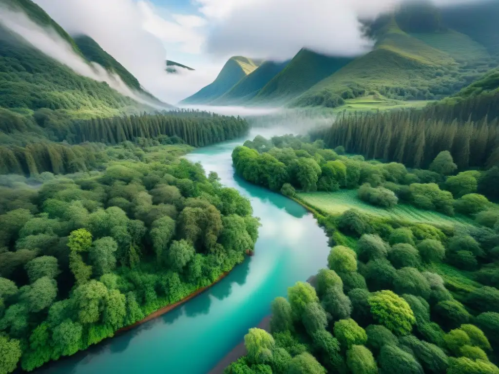 Campamento sostenible: armonía en la naturaleza Disfruta de la belleza de un bosque verde exuberante y un río cristalino, resaltando los beneficios económicos del turismo comunitario