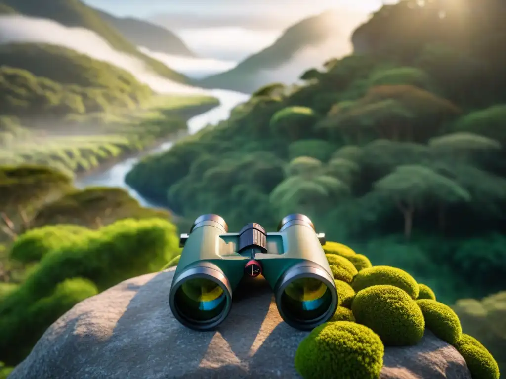 Explorando la biodiversidad de Uruguay: flora y fauna en detalle Con binoculares observa la exuberante fauna y flora uruguaya en un bosque vibrante