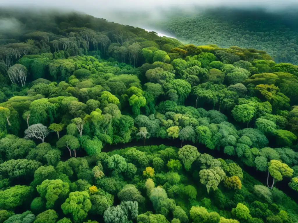 Bosque virgen de Uruguay: belleza natural en 8k Un bosque virgen en Uruguay, con aves coloridas volando y un arroyo cristalino