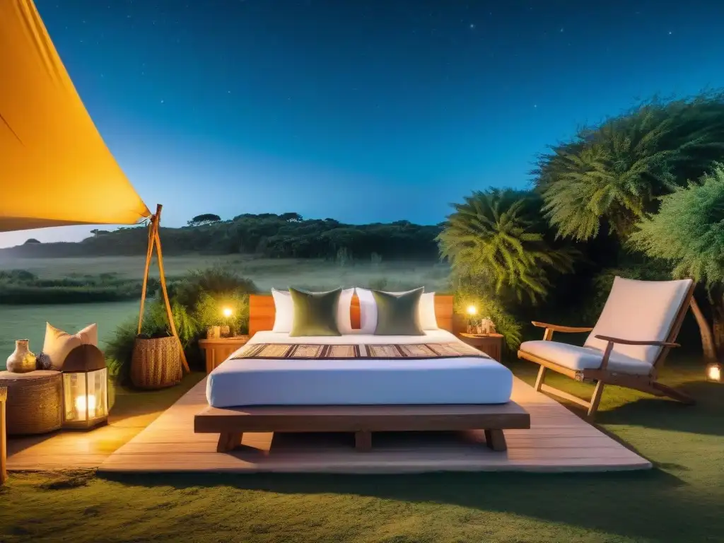 Glamping de lujo bajo las estrellas en Uruguay Camas inflables para glamping en Uruguay bajo un cielo estrellado y acogedor