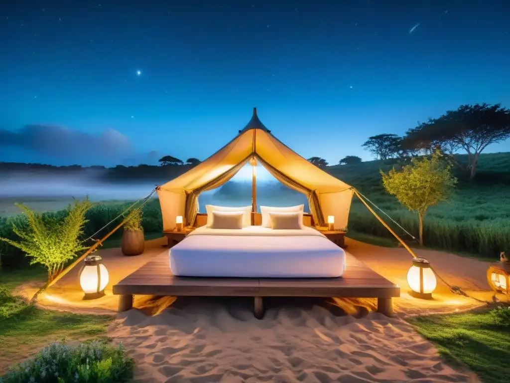 Escapada de lujo en Uruguay: glamping estrellado y elegante Camas inflables para glamping en Uruguay: lujo bajo las estrellas en una noche mágica