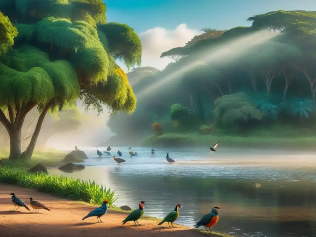 Campamento en Uruguay: aves exóticas y naturaleza exuberante Un campamento en Uruguay con aves inusuales, rodeado de belleza natural y armonía