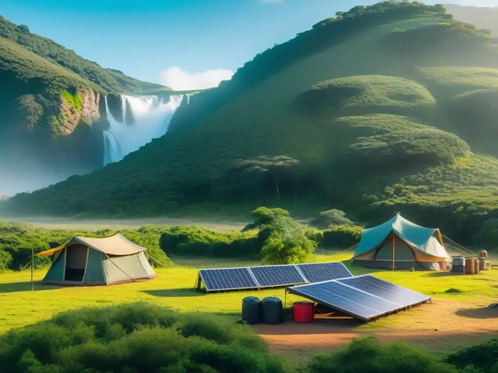 Camping sostenible en Uruguay: diversidad y armonía ecofriendly Campamento ecológico en Uruguay: Campistas disfrutan de la naturaleza y prácticas sostenibles