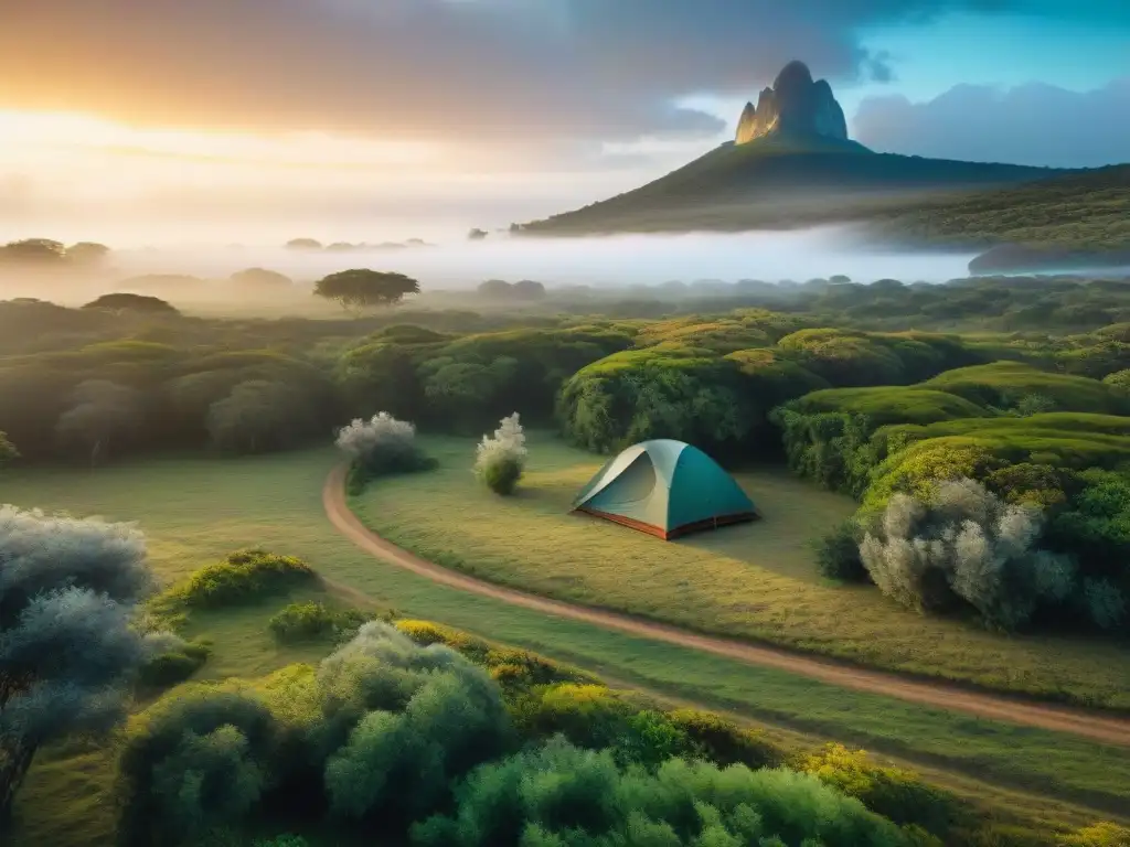 Campamento ecológico en campo uruguayo: armonía con la naturaleza Campamento ecológico en la naturaleza de Uruguay, donde se promueve la conservación ambiente