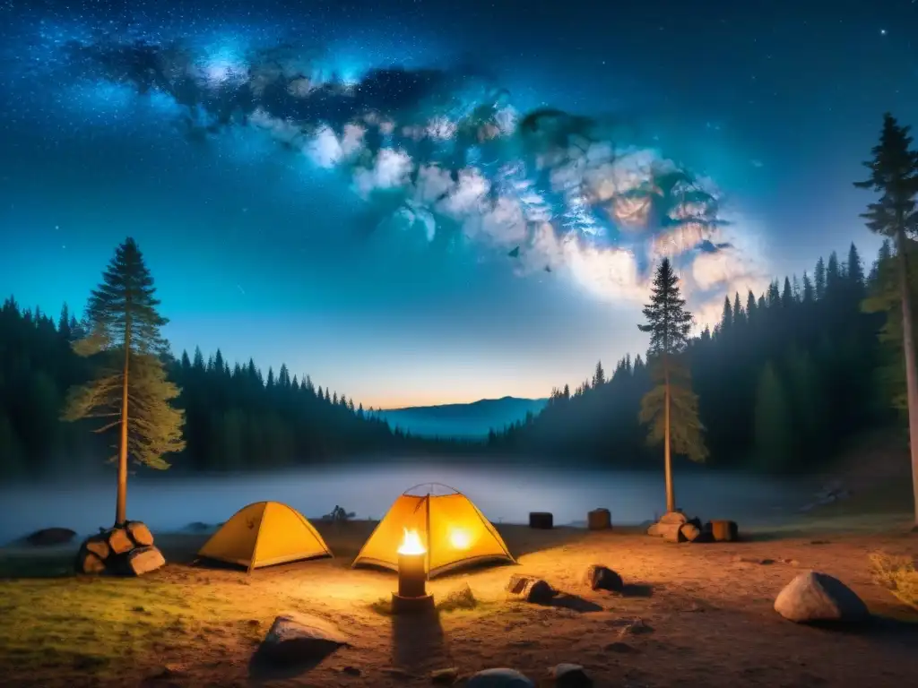 Campamento estelar: seguridad y aventura bajo las luces de una linterna Un campamento nocturno en el bosque: la importancia de la linterna en la seguridad y la aventura