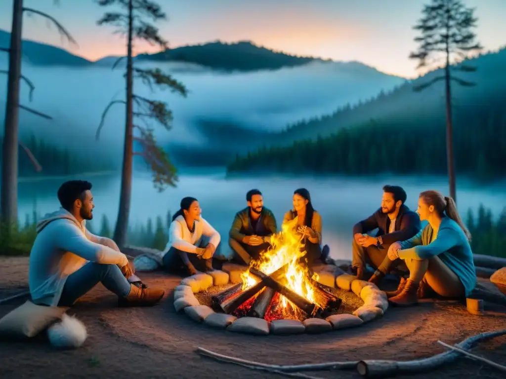 Campamento responsable: conviviendo en armonía con la naturaleza Campamento responsable en bosque al atardecer