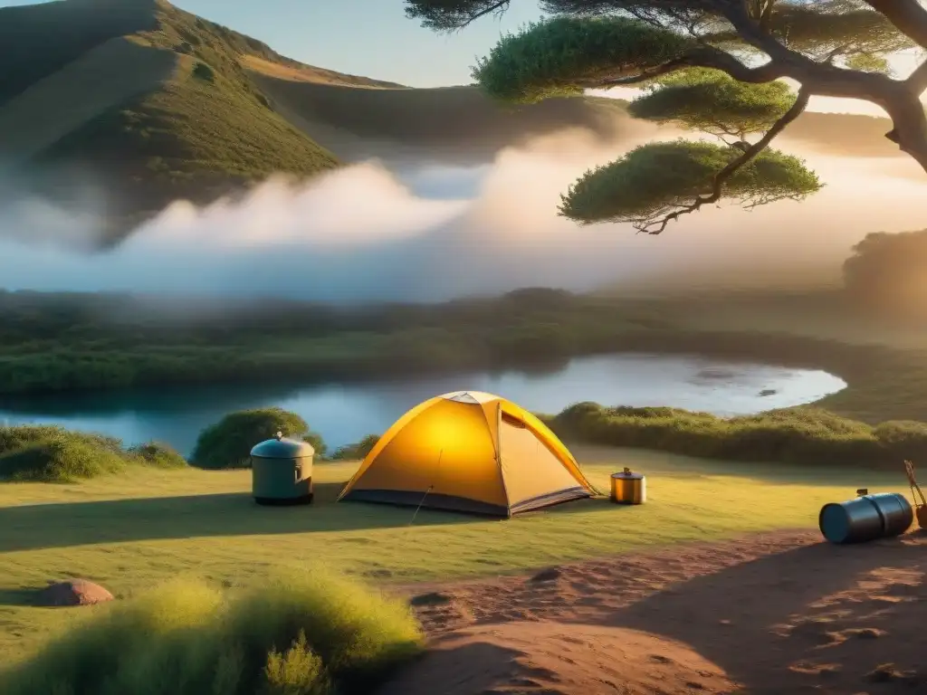 Camping sostenible en la naturaleza de Uruguay Campamento sereno en la naturaleza de Uruguay: preservación de la belleza del camping