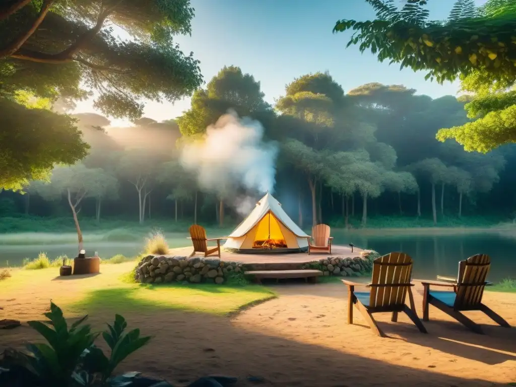 Refugio natural: campamento sereno en Uruguay Un campamento sereno en Uruguay, rodeado de naturaleza exuberante