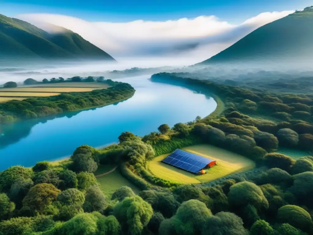 Camping sostenible en Uruguay: armonía con la naturaleza Un campamento sostenible en Uruguay: campistas respetuosos con la naturaleza en un entorno sereno