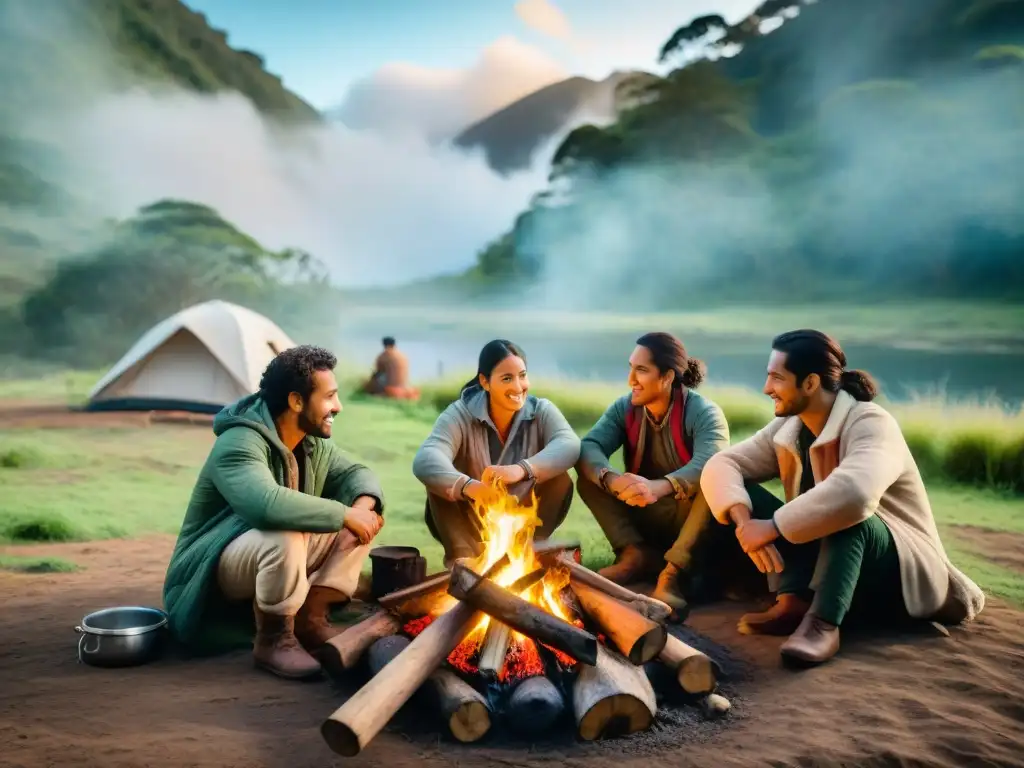 Campamento sostenible en bosque uruguayo Campamento sostenible en Uruguay con marcas de ropa técnica