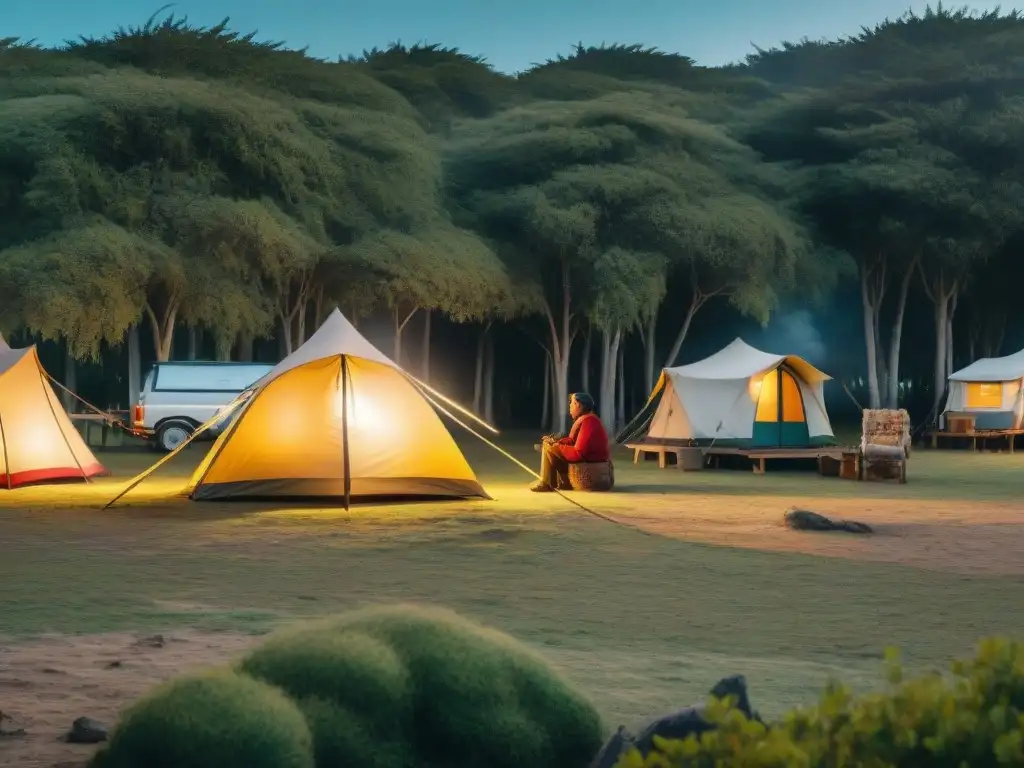 Campamento moderno en Uruguay: tradición y comodidad Un campamento en Uruguay que fusiona tradiciones locales con comodidades modernas