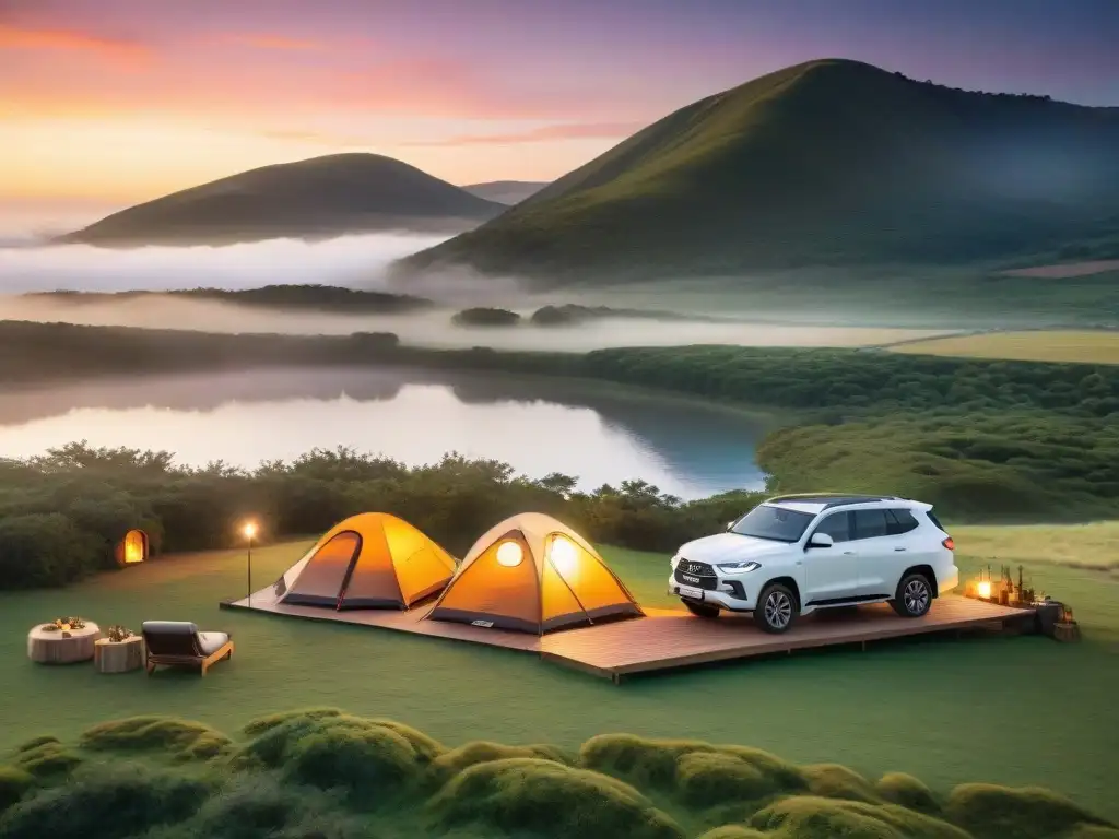Glamping de lujo en Uruguay: fusión perfecta de naturaleza y comodidad Camping con estilo en Uruguay: Experiencia de glamping lujoso en la naturaleza con un automóvil de lujo integrado