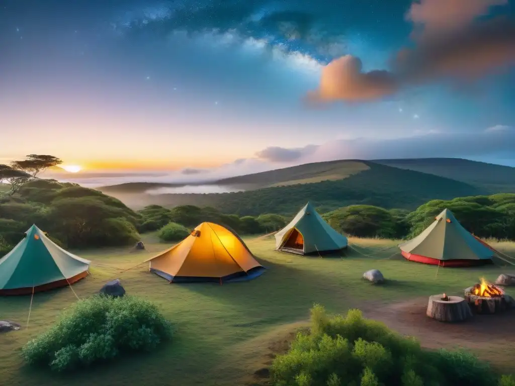 Campamento en Uruguay: Aventura y naturaleza al atardecer Camping en Uruguay: Paquetes aventura