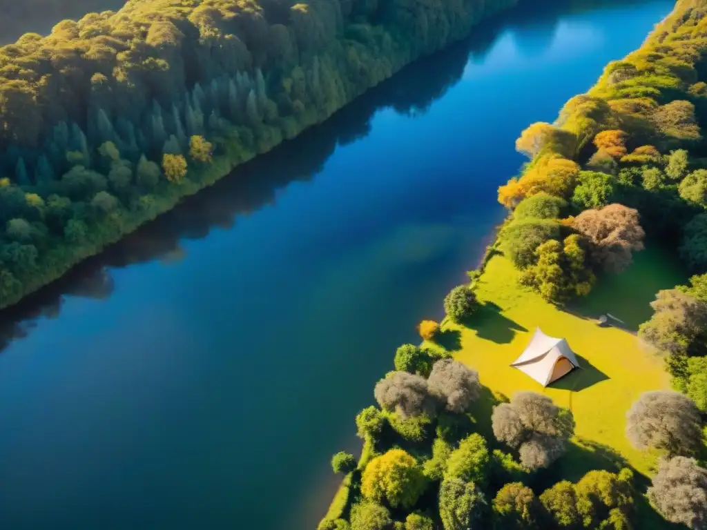 Campamento en Uruguay: aventura al aire libre y seguridad con seguro de viaje Campistas arman tiendas en un campamento en Uruguay, rodeados de naturaleza