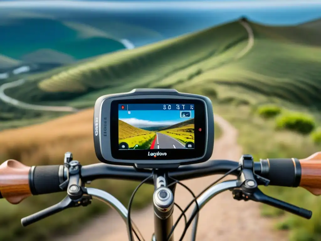 Expedición en Uruguay: Ruta off-road con GPS en bicicleta Consejos para maximizar batería GPS: Bicicleta recorriendo sendero rural en Uruguay