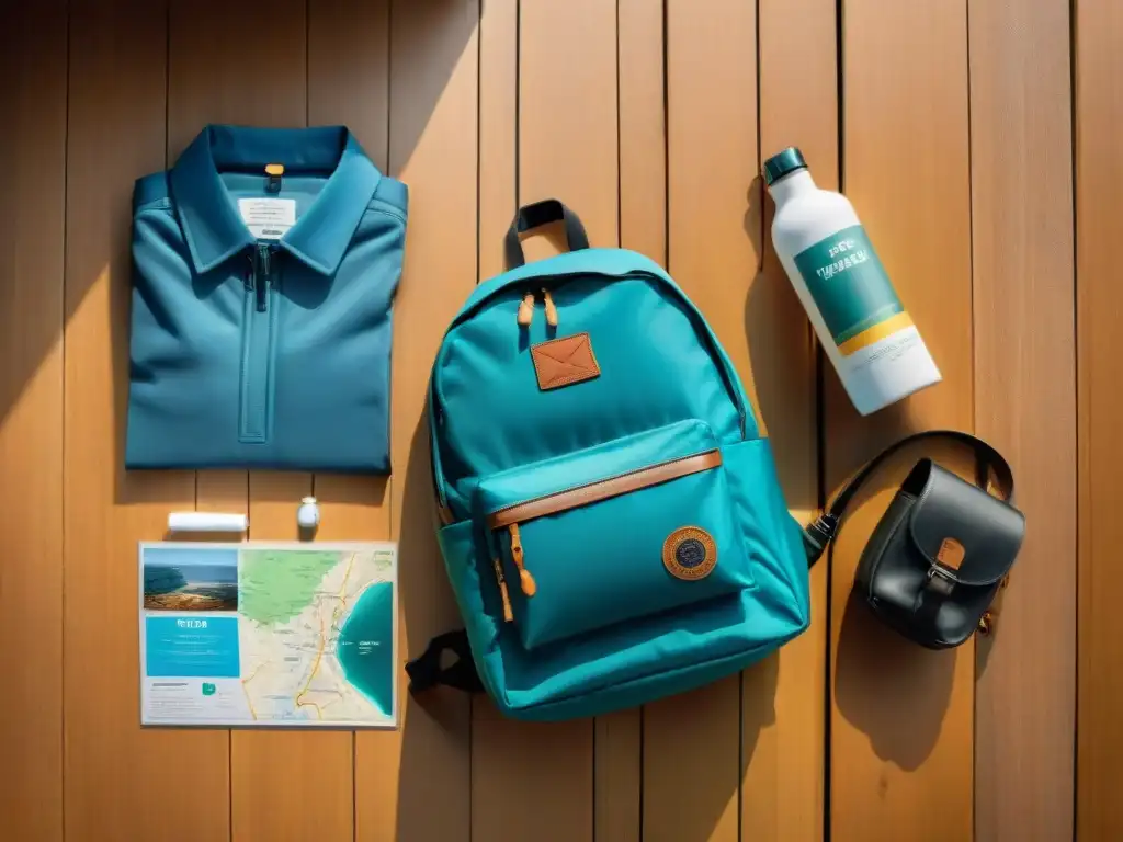 Packing eficiente para viajar a Punta del Este, Uruguay Consejos para una mochila organizada con ropa, mapa de Uruguay y kit de primeros auxilios en la playa de Punta del Este