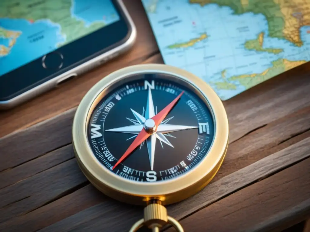 Contraste: Brújula tradicional y digital en Uruguay Contraste entre brújulas: clásica y digital en Uruguay