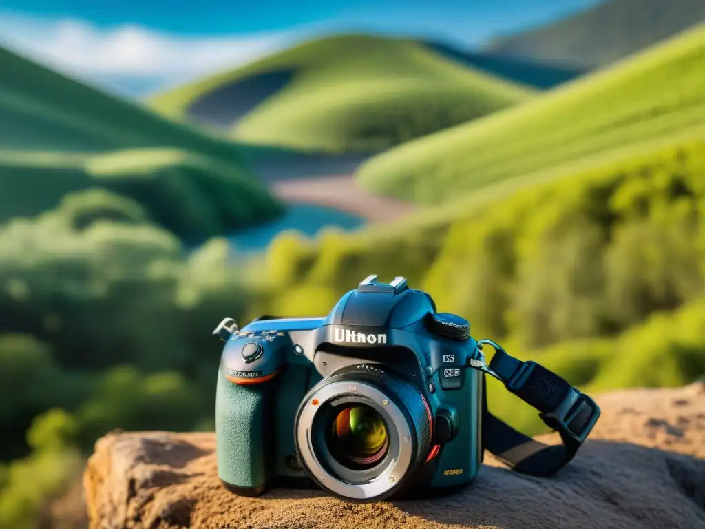 Equipo resistente para aventuras en Uruguay Detalle de cámara resistente y sucia con accesorios para camping en Uruguay