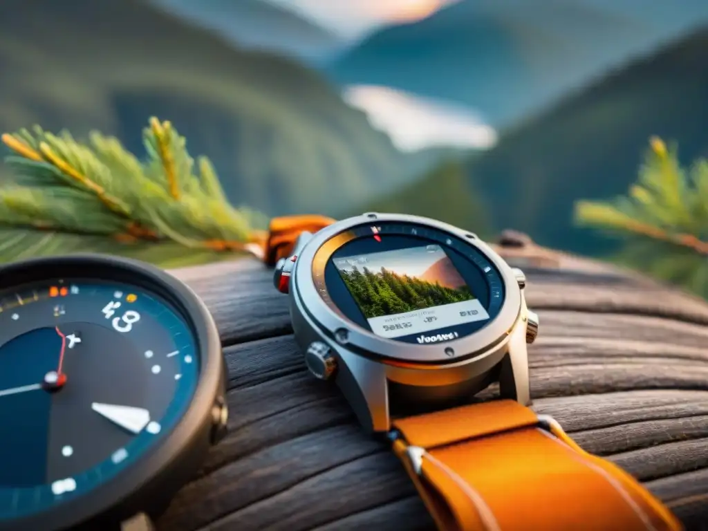 Comparativa GPS: Dispositivos de alta tecnología en campamento nocturno Dos dispositivos GPS comparados en escena de acampada bajo las estrellas