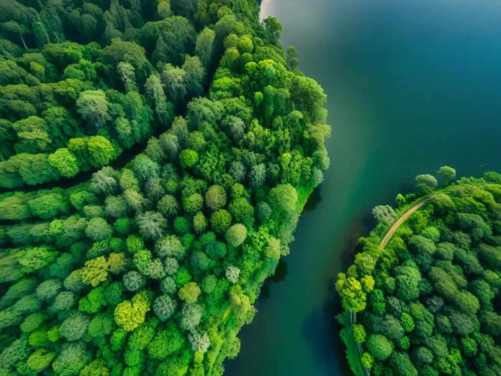 Esplendor natural: bosques y ríos de Uruguay vistos desde lo alto Drone captura exuberante naturaleza y ríos en Uruguay, normativas drones Uruguay camping