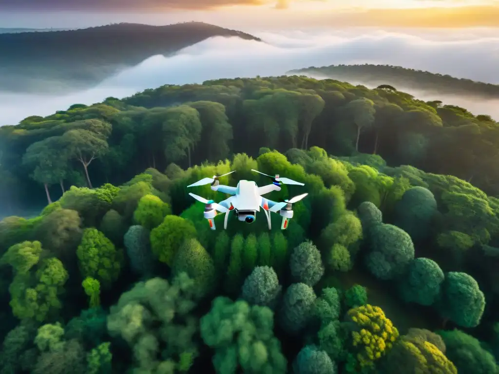 Esplendor dorado: drone captura la naturaleza uruguaya al atardecer Un drone protegido en condiciones extremas captura majestuoso atardecer sobre bosques verdes en Uruguay