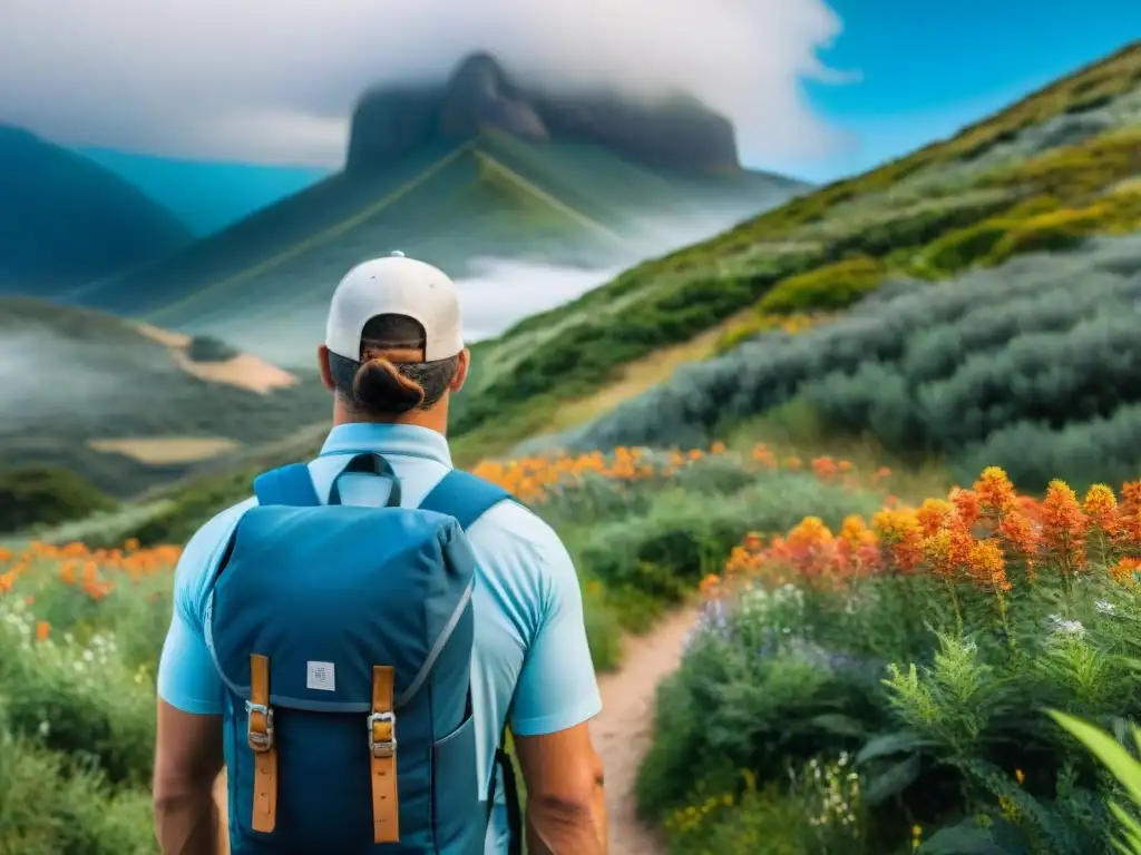 Excursión épica: senderismo en Uruguay entre naturaleza exuberante Emocionante excursión en Uruguay, hikers entre naturaleza exuberante