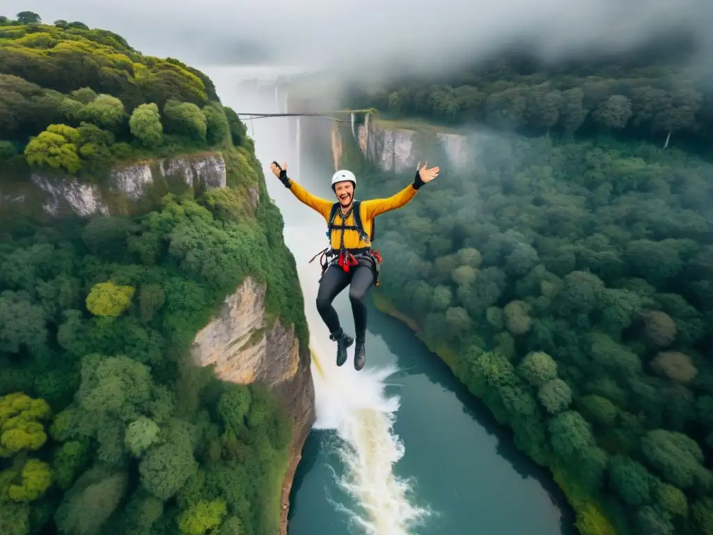 ¡'Bungee jumping en Uruguay: emoción y naturaleza extrema'! Emocionante salto de bungee en Uruguay, deportes extremos en plena naturaleza