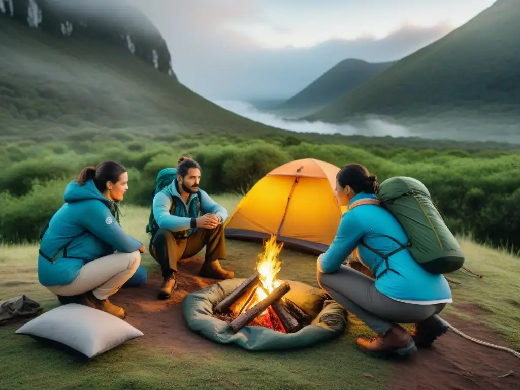 Equipo de supervivencia en la naturaleza de Uruguay Equipo diverso practica primeros auxilios en la naturaleza de Uruguay