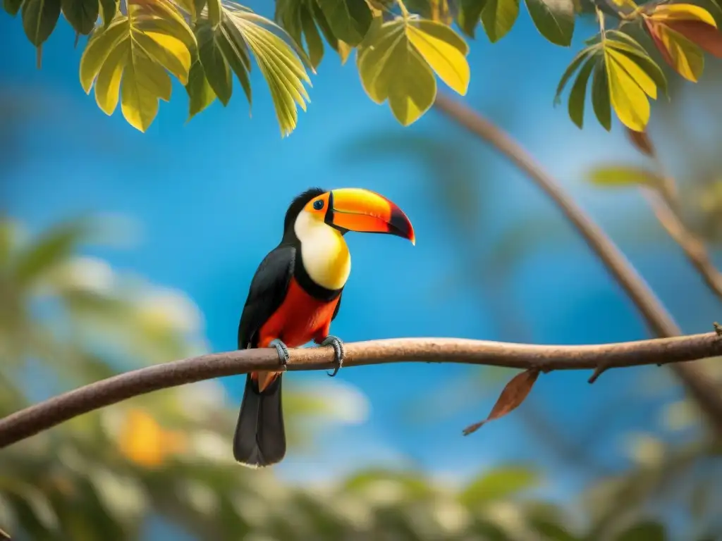Majestuoso toucán y aves tropicales en reserva natural de Uruguay Una escena cautivadora de aves tropicales en un bosque uruguayo