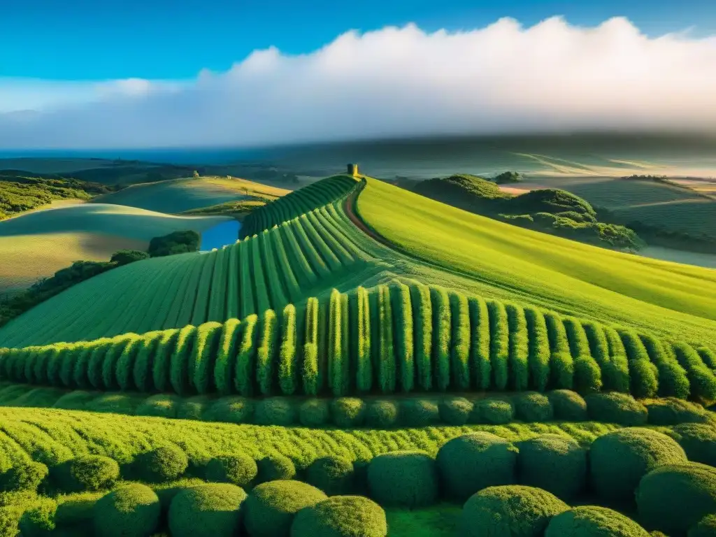 Explora la belleza serena de Uruguay con seguro de viaje Espectacular paisaje en Uruguay con excursionistas, resaltando la tranquilidad