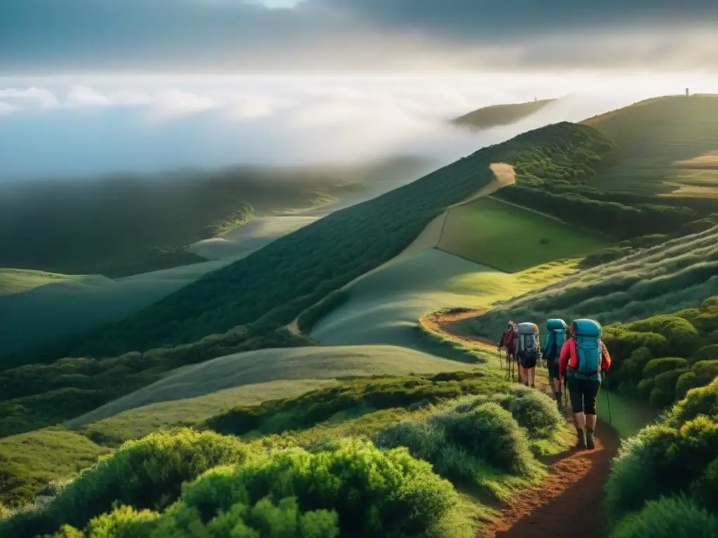Exploradores preparados: Hikers en Uruguay enfrentan clima cambiante Excursionistas listos para el clima de Uruguay