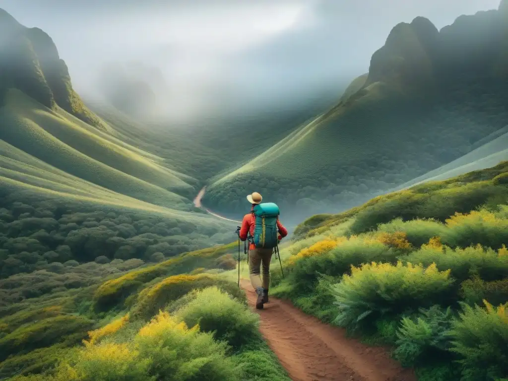 Exploración experta en bosque uruguayo: hikers y naturaleza exuberante Experimentados excursionistas en Uruguay evitando errores comunes de navegación mientras exploran la exuberante selva