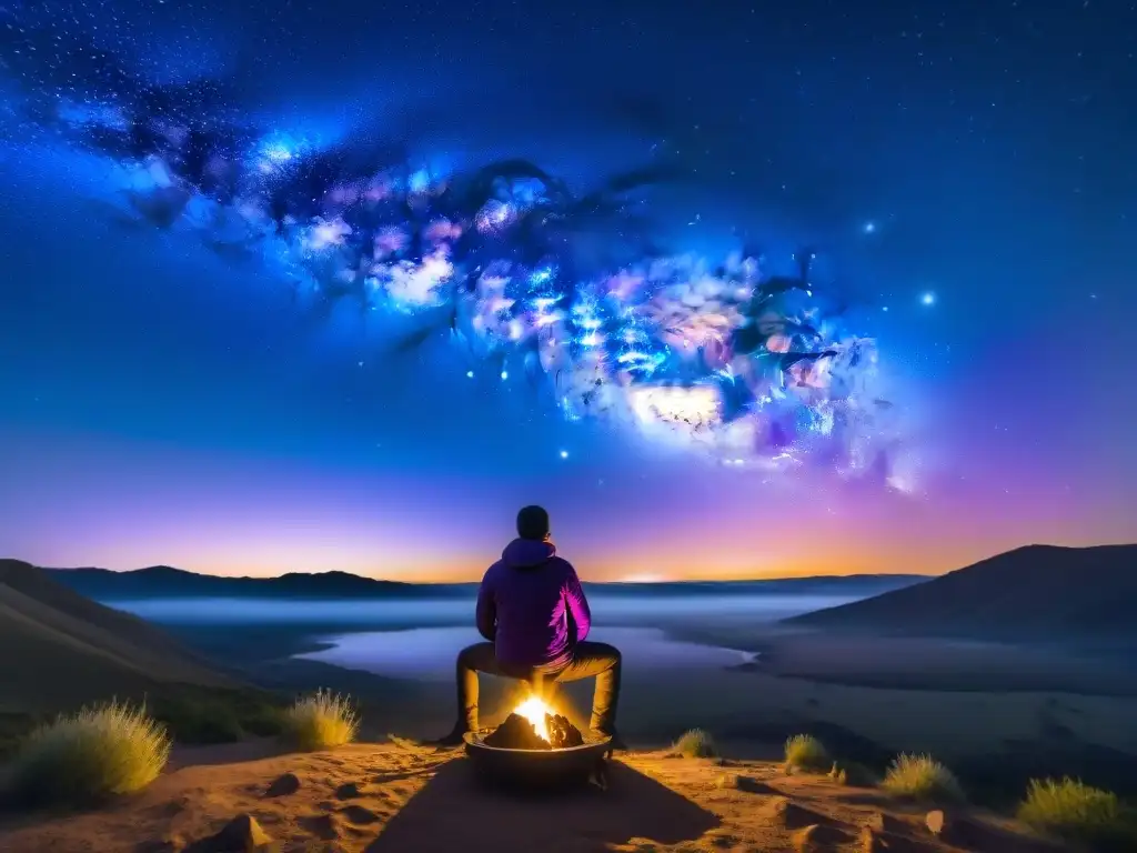 Maravilla estelar: contemplando la Vía Láctea en Uruguay Explorador maravillado observa la Vía Láctea en Uruguay