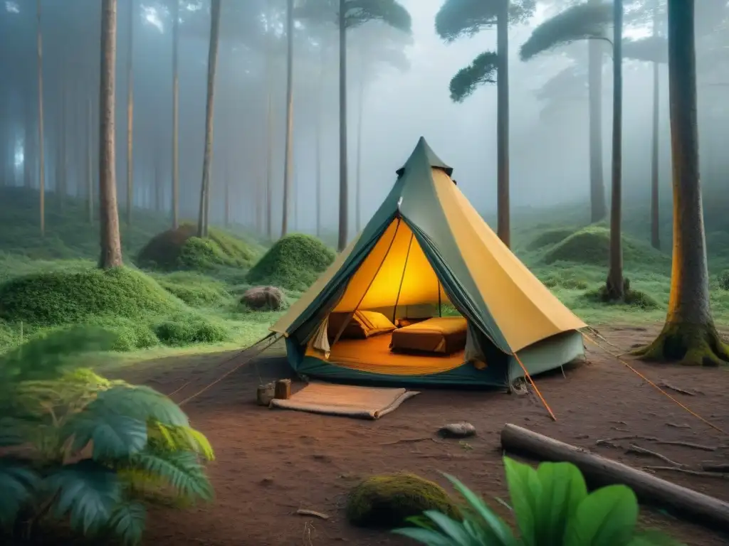 Maestro de bushcraft construye refugio en bosque de Uruguay Explorador construyendo refugio con Técnicas de Bushcraft en Uruguay