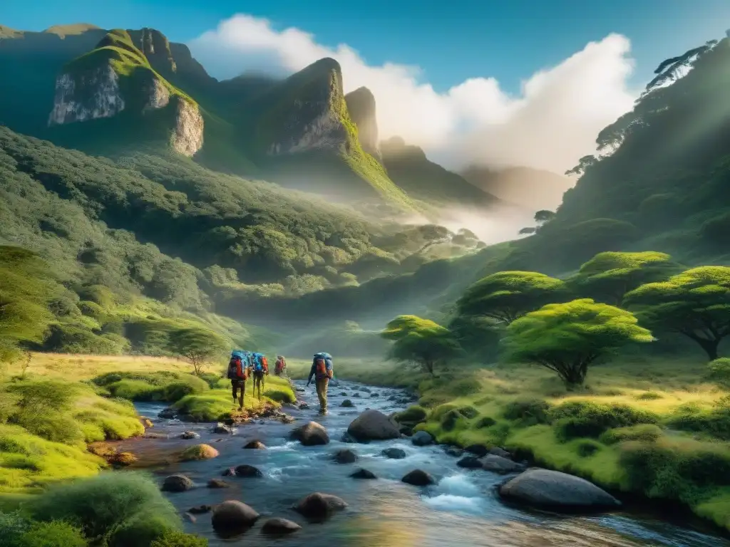 Exploradores purificando agua en paisajes uruguayos Exploradores purificando agua en paisajes uruguayos remotos con los mejores filtros de agua portátiles