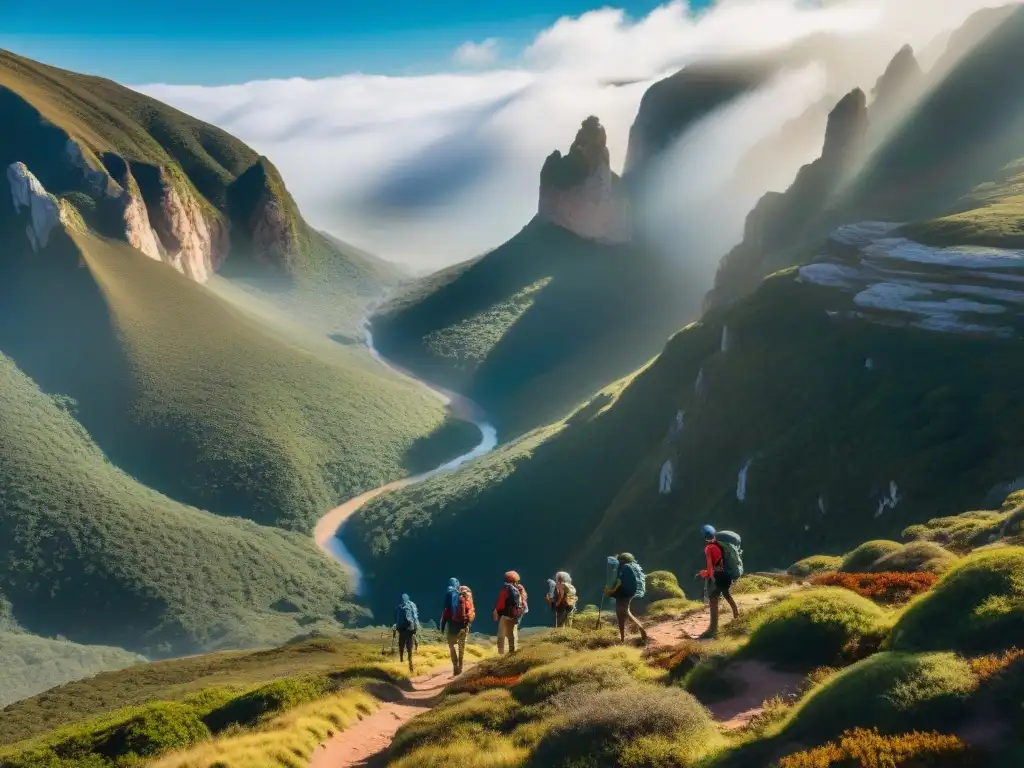 Exploradores disfrutan de las mejores rutas de trekking Uruguay en Quebrada de los Cuervos