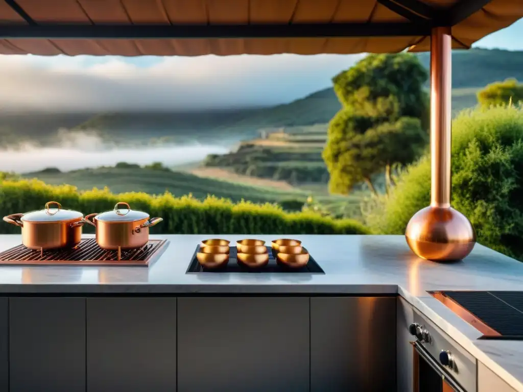 Cocina de lujo al aire libre en Uruguay: elegancia y sofisticación Exquisita cocina al aire libre en Uruguay con platos típicos camping Uruguay