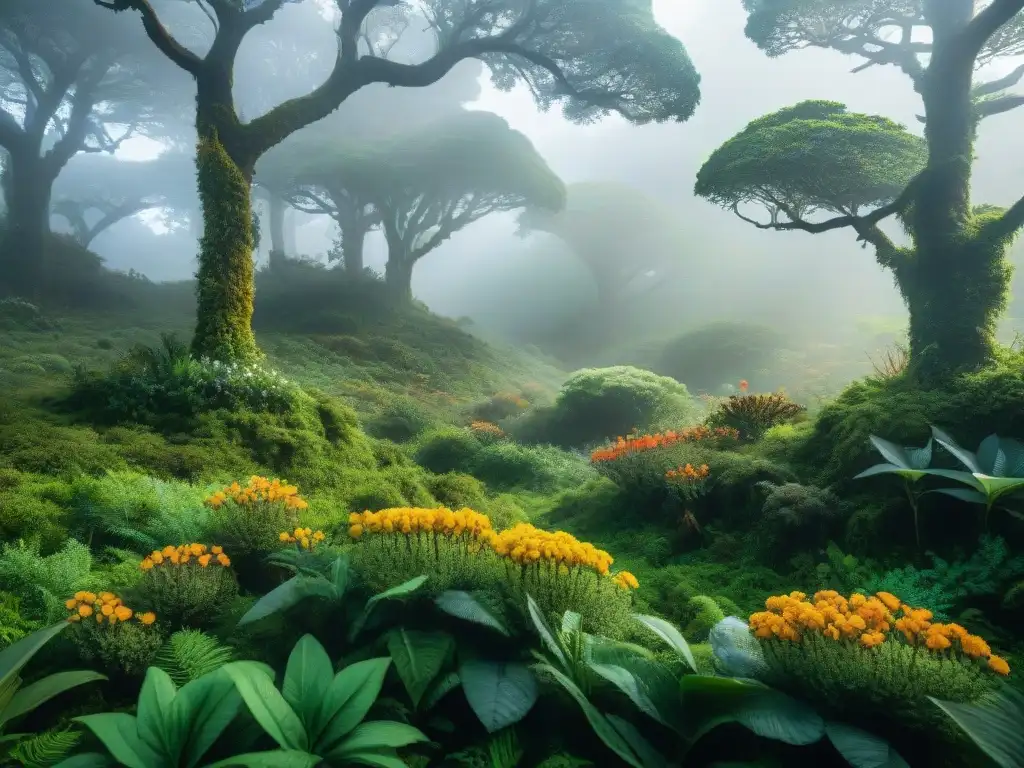 Selva exuberante de Uruguay: biodiversidad en alta resolución Un exuberante bosque en Uruguay con flora y fauna nativa