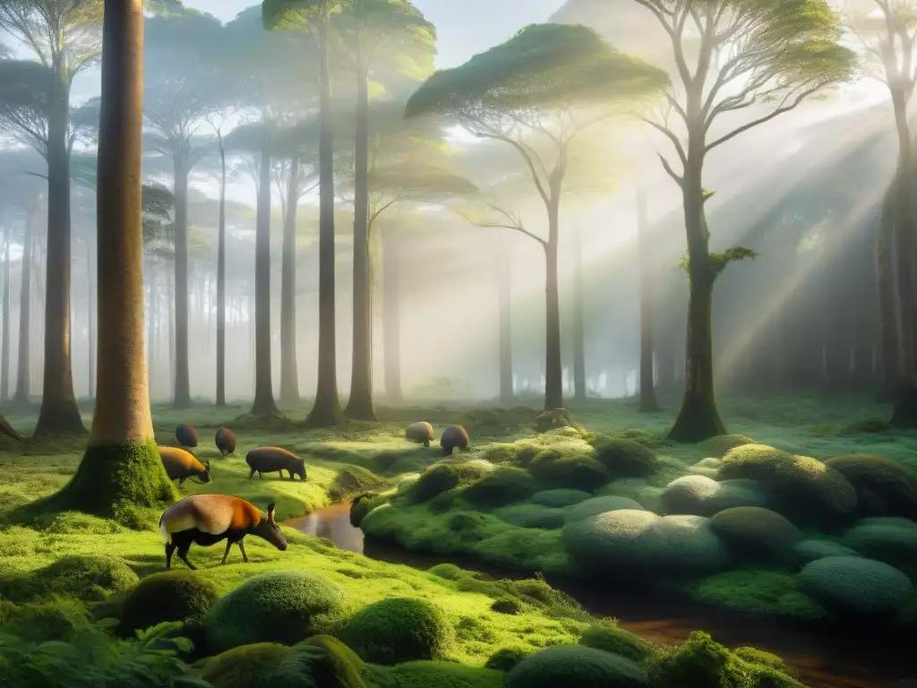 Reserva natural en Uruguay: fauna autóctona y exuberante vegetación Exuberante bosque uruguayo con fauna nativa en conservación, reflejando la belleza de la zona