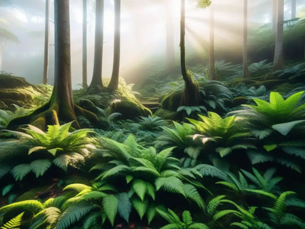 Reflejos de luz en el exuberante bosque de Uruguay Explora la exuberante selva de Uruguay con este impresionante mapa y brújula camping