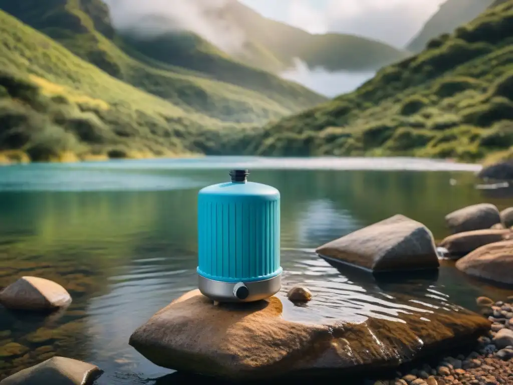 Avanzado sistema de filtración de agua para camping en Uruguay Filtros de agua camping Uruguay: Avanzada tecnología purificando agua en escenario natural