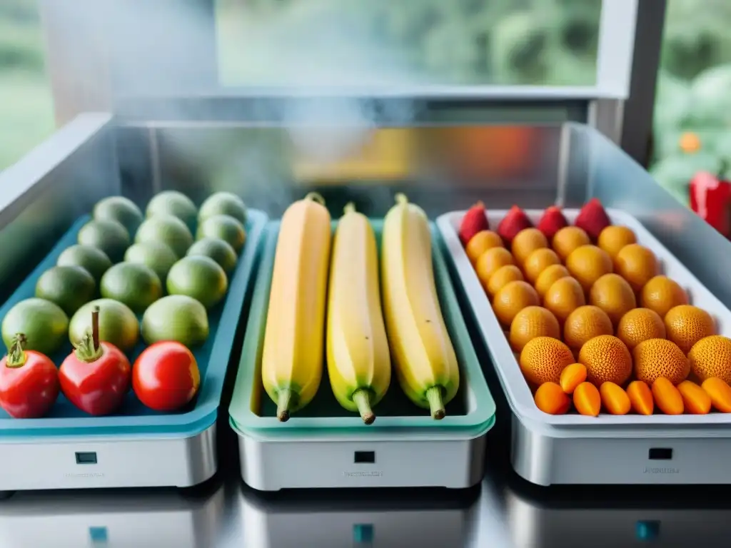 Deliciosas frutas y verduras listas para deshidratar en Uruguay Frescos alimentos listos para deshidratarse en deshidratador para camping en Uruguay