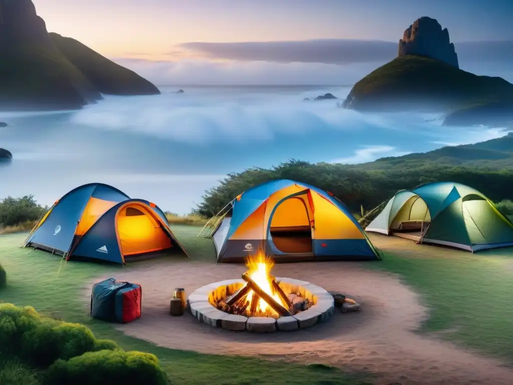 Camping inclusivo en Uruguay: Acceso para sillas de ruedas y diversión Grupo diverso de campistas con discapacidades disfrutando de un camping accesible en Uruguay