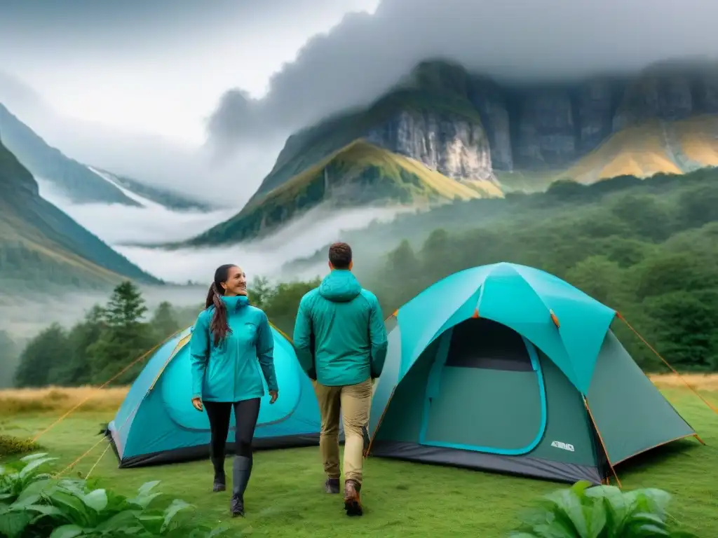 Experiencia extrema: Campers con mejores chaquetas impermeables Un grupo de experimentados campistas en diversas situaciones al aire libre con los mejores impermeables para campistas